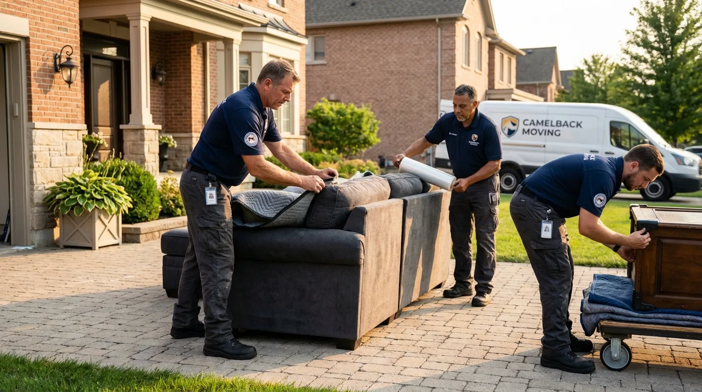 Large estate moving crew wrapping furniture in Wittenberg, WI